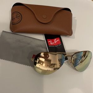 Ray-Ban rimless mirror & gold aviators